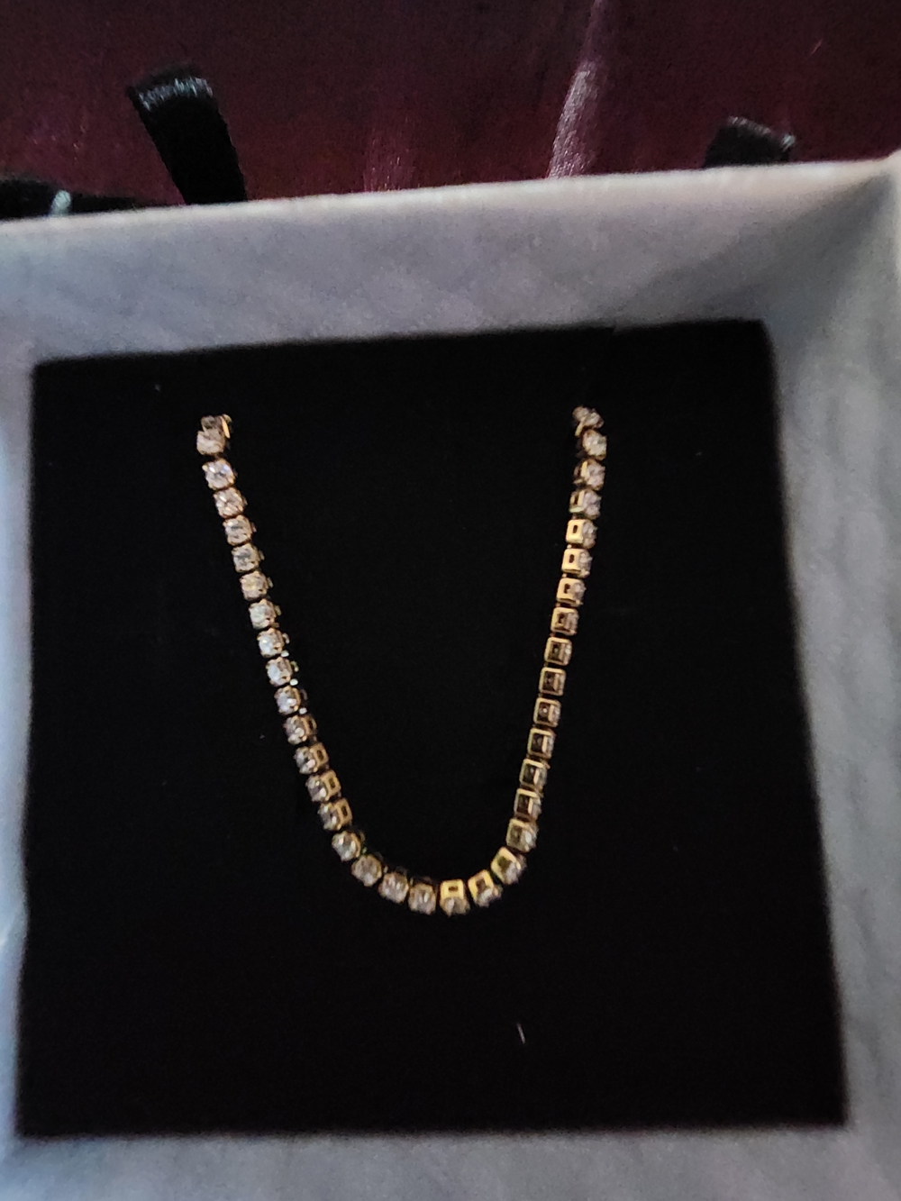 Gold and Clear Crystal Tennis Necklace - Women Jewelry